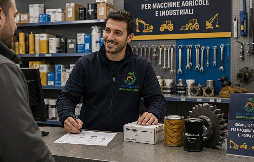 Tecnico al lavoro su macchina agricola